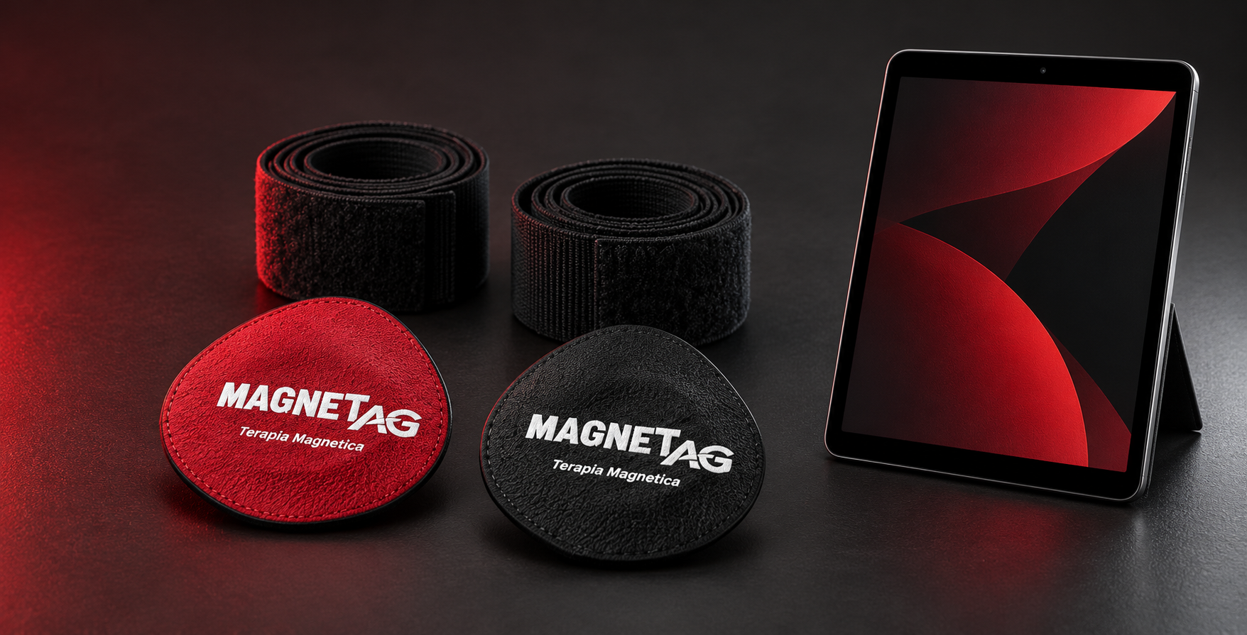 Kit biomagnético MagnetAg con dos pads, dos bandas y manual digital